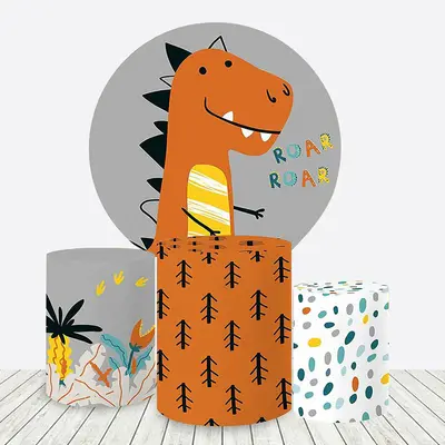 Aperturee Cute Dinosaur Roar Boy Birthday Round Backdrop Kit | Round Backdrop For Birthday Party | Circle Party Backdrop | Cu...