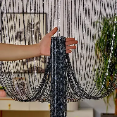 Rhinestone Tassel Door Curtain, 1 Count Christmas Beaded String Curtain, Decorative Curtain For Home & Office, Room Decor, Be...