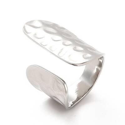 Non-Tarnish 304 Stainless Steel Wide Flat Open Cuff Ring for Women