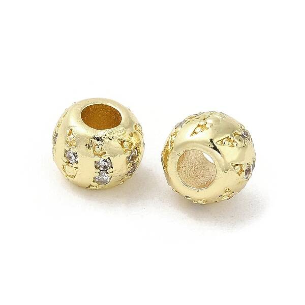 Rack Plating Brass Micro Pave Cubic Zirconia Beads