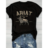 Cow Graphic Tees Women's Casual Crew Neck Cotton Dropped Shoulder Short Sleeve T-shirt The pattern on the back Summer Loose A...