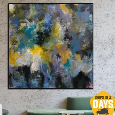 Large Abstract Colorful Modern Paintings On Canvas Texture Abstract Fine Art | SUNRAYS IN THE SEA 46"x46"