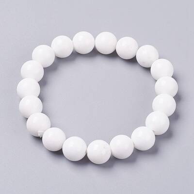 Natural Mashan Jade Beaded Stretch Bracelet