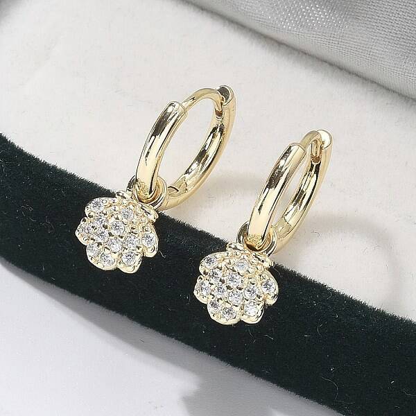 Brass Clear Cubic Zirconia Hoop Earrings