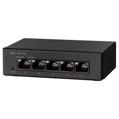 Cisco SG110D-05-NA | Small Business 110 Series SG110D-05 5 x RJ-45 Ports 10/100/1000Base-T Layer 2 Unmanaged Rack Mountable G...