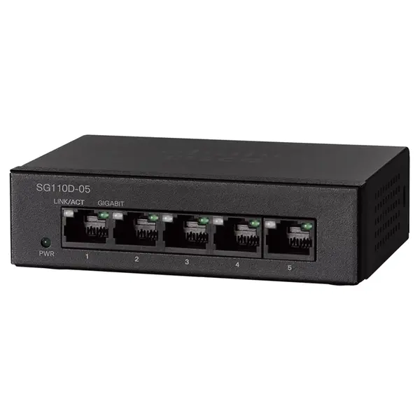 Cisco SG110D-05-NA | Small Business 110 Series SG110D-05 5 x RJ-45 Ports 10/100/1000Base-T Layer 2 Unmanaged Rack Mountable G...