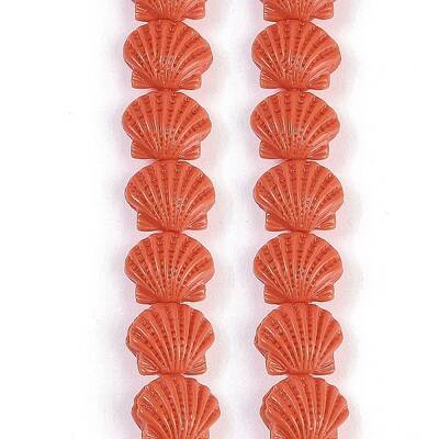 Synthetic Coral Dyed Carved Beads Strands