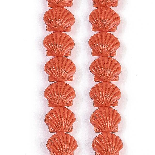 Synthetic Coral Dyed Carved Beads Strands