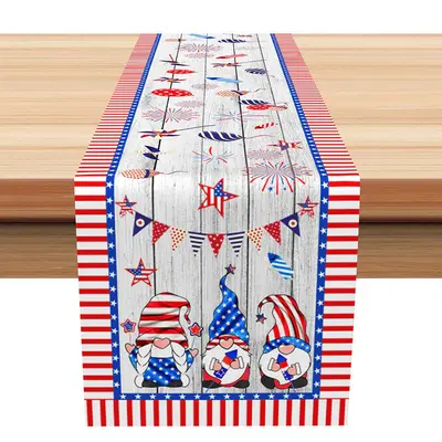 USA Flag Wood Wall Independence Day Table Runner - Aperturee