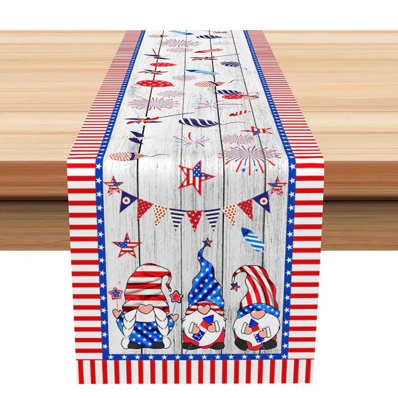 USA Flag Wood Wall Independence Day Table Runner - Aperturee