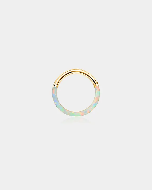 Opal Hinged Segment Cartilage Hoop - Gold-White / 8mm