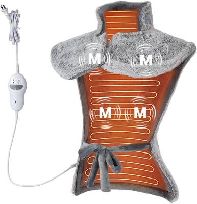 Garvee Massaging Heating Pad for Neck, Shoulders & Back, 24 x 35 Large Electric Heating Pad for Back Pain Relief with 3 H...