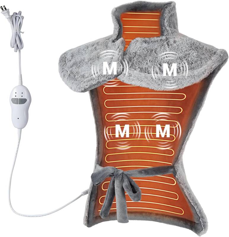 Garvee Massaging Heating Pad for Neck, Shoulders & Back, 24 x 35 Large Electric Heating Pad for Back Pain Relief with 3 H...