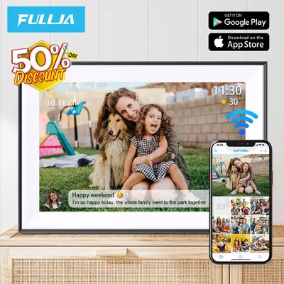 【Christmas gift box】Fullja 10.1 Inch Smart WiFi Digital Photo Frame  LCD Touch Screen,  Show photo frame,Auto-Rotate Port...