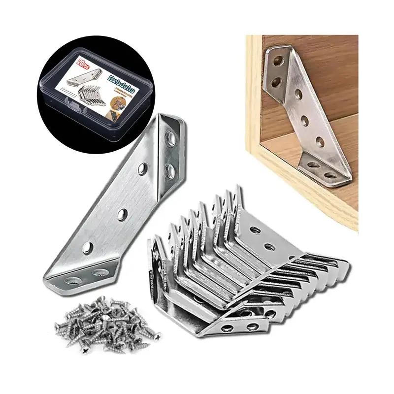 20PCS Stainless Steel L Brackets – Furniture Corner Connectors for Wood, Metal, Shelves, Tables, Cabinets