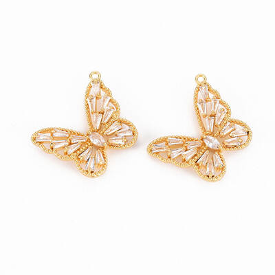 Brass Micro Pave Clear Cubic Zirconia Pendants