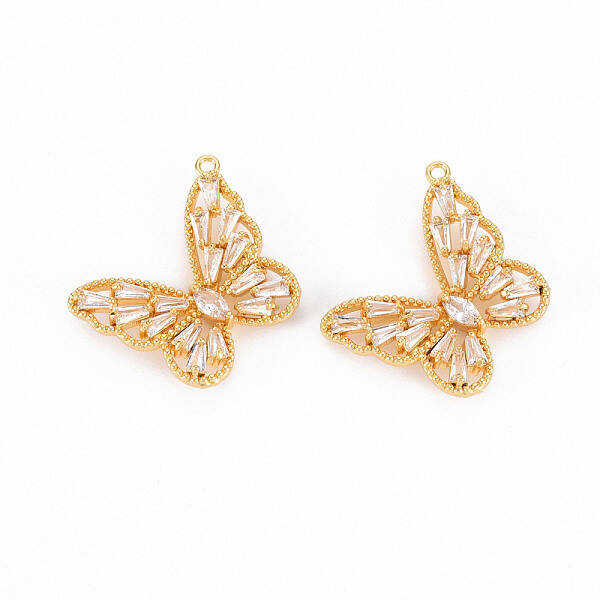 Brass Micro Pave Clear Cubic Zirconia Pendants