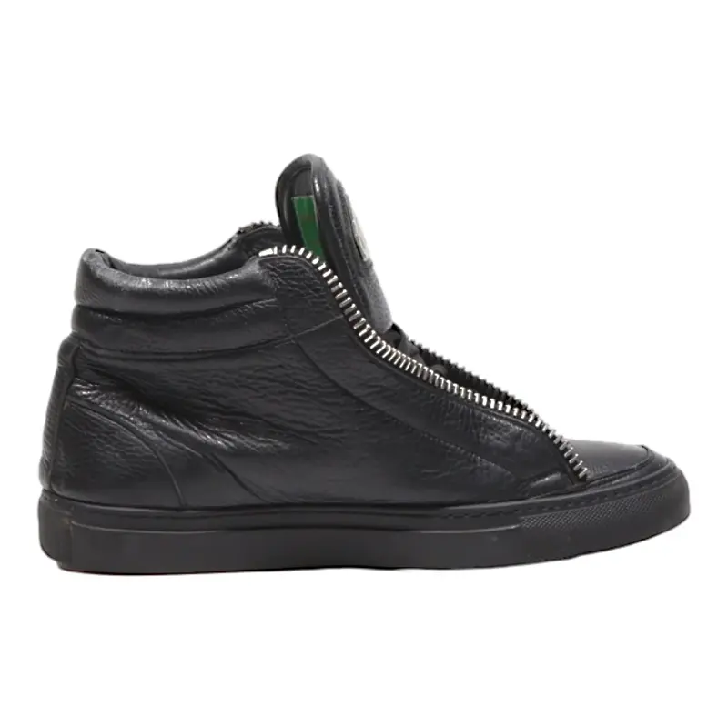 PHILIPP PLEIN High Top Trainers Black Leather Mens UK 7.5