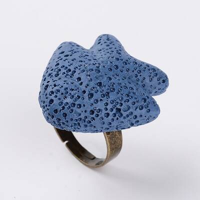 Adjustable Fish Lava Rock Gemstone Finger Rings