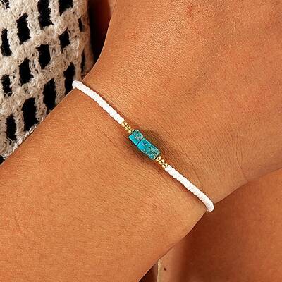 Minimalist Design Flat Round Glass Seed Beads Braided Bead Stretch for Women