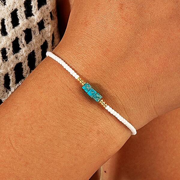 Minimalist Design Flat Round Glass Seed Beads Braided Bead Stretch for Women