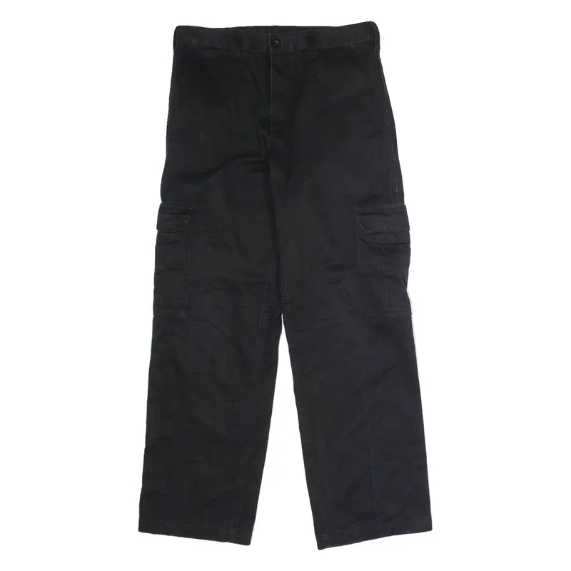 DICKIES Workwear Cargo Mens Twill Trousers Black Regular Straight W30 L28