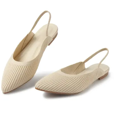 MUSSHOE Pointed Toe Slingback Flats for Women Comfortable and Chic