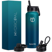 HydroPal 40oz Stainless Steel Water Bottle, Double-Walled Vacuum Insulated, Leak-Proof Spout & Straw Lids, Wide Mouth, Powder...