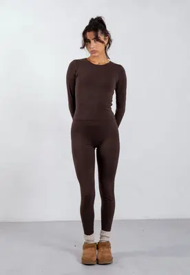 Organic Cotton Leggings, Hot Fudge | Size: M