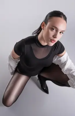 LECHERY LUSTROUS SILK SHINY 40 TIGHTS | Size: L/XL | Color: Black