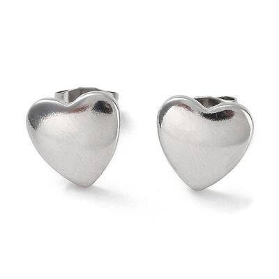 Non-Tarnish 304 Stainless Steel Heart Ear Studs for Women