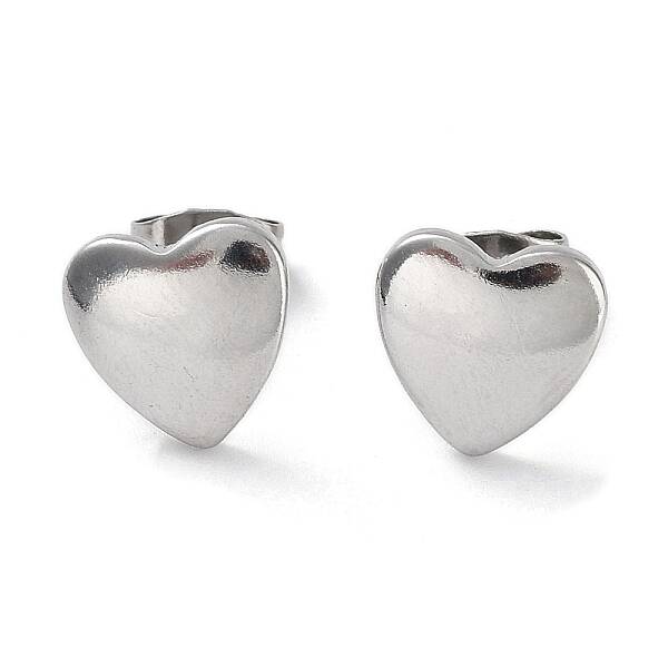 Non-Tarnish 304 Stainless Steel Heart Ear Studs for Women