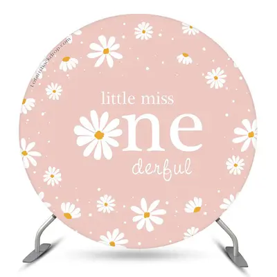 Aperturee Little Miss Pink Floral 1St Round Birthday Backdrop | Circle Party Backdrop | Circular Birthday Backdrop Cover | Bi...