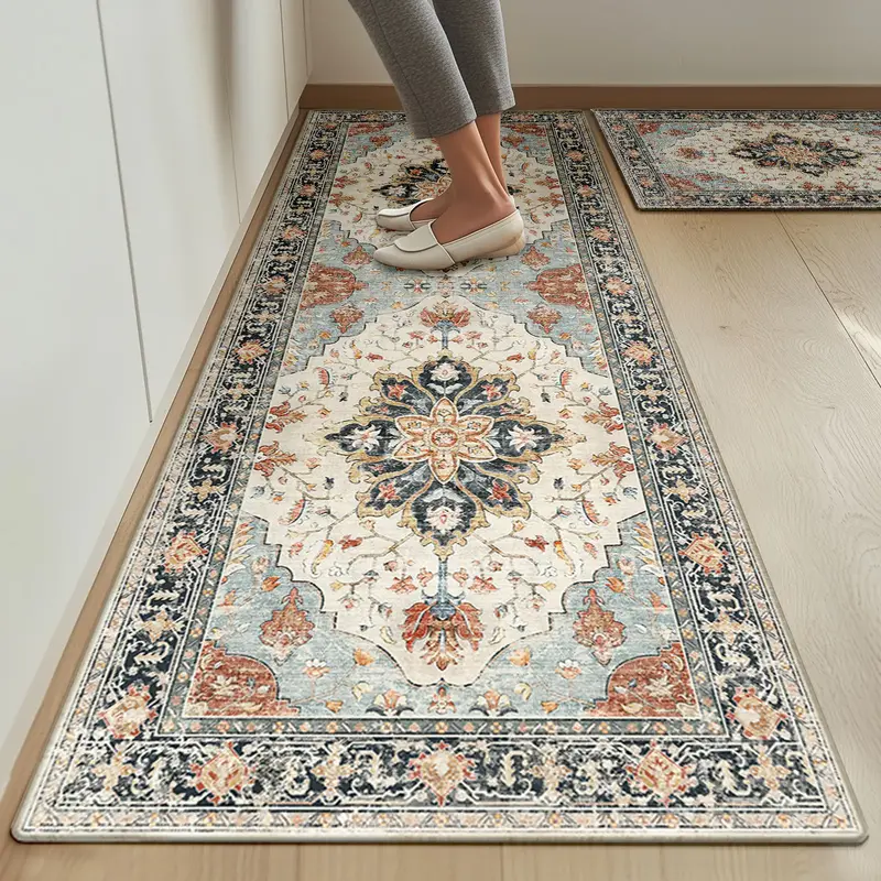 BESTSWEETIE Kitchen Mat for Floor 2PCS, Waterproof Kitchen Rugs, Washable Anti-Fatigue Mat for Cushioned, Non-Slip Heavy Duty...