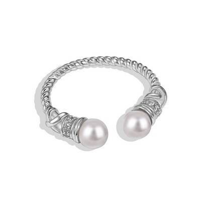 Anti-Tarnish Round Shell Pearl Cuff Ring