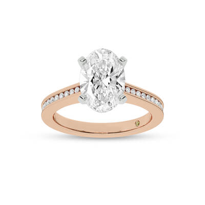 Paris Channel Set Oval Lab Diamond Engagement Ring | 14K Rose Gold 2 3/4 CT. TW.