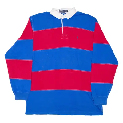 POLO RALPH LAUREN Mens Polo Shirt Blue Striped Long Sleeve L