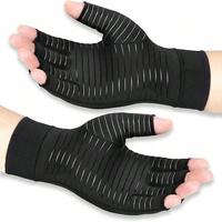 Sports Gloves, 1 Pair Copper Fingerless Gloves, Sports Support Gloves for Men and Women, Gym Accessories