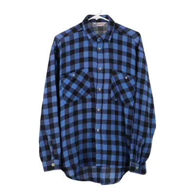 Wanted Checked Flannel Shirt - Medium Blue Cotton
