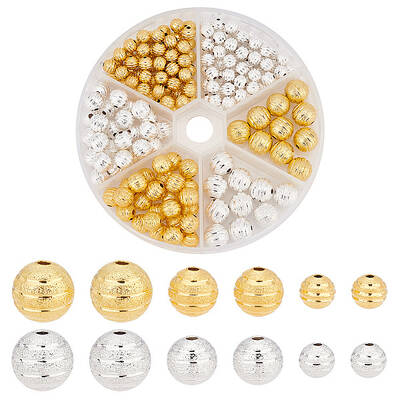 190pcs 6 Style Brass Beads