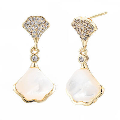 Brass Micro Pave Clear Cubic Zirconia Dangle Stud Earring