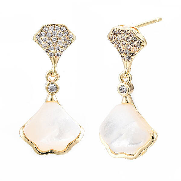 Brass Micro Pave Clear Cubic Zirconia Dangle Stud Earring