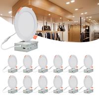 JLLED 12 Pack 13W 6 Inch / 9W 4 Inch Ultra-Thin LED Recessed Ceiling Panel Light with Junction Box,5CCT 2700K-5000K Dimmable ...