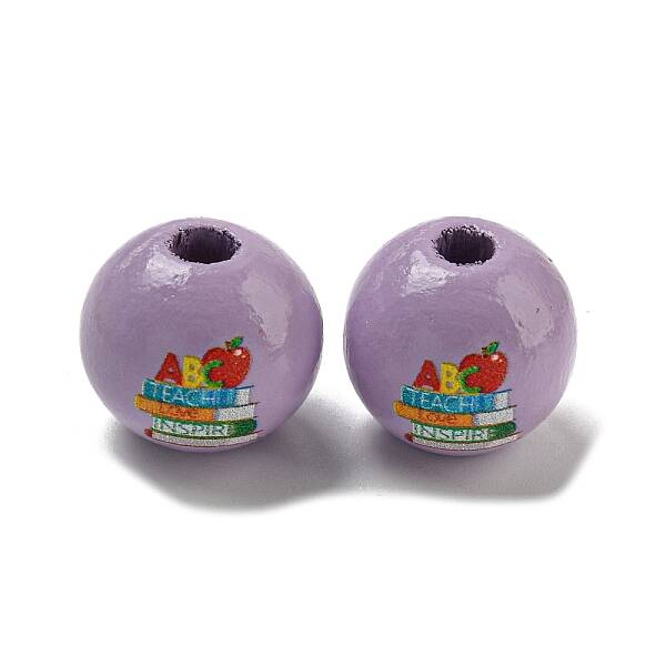 Printed Wood European Beads