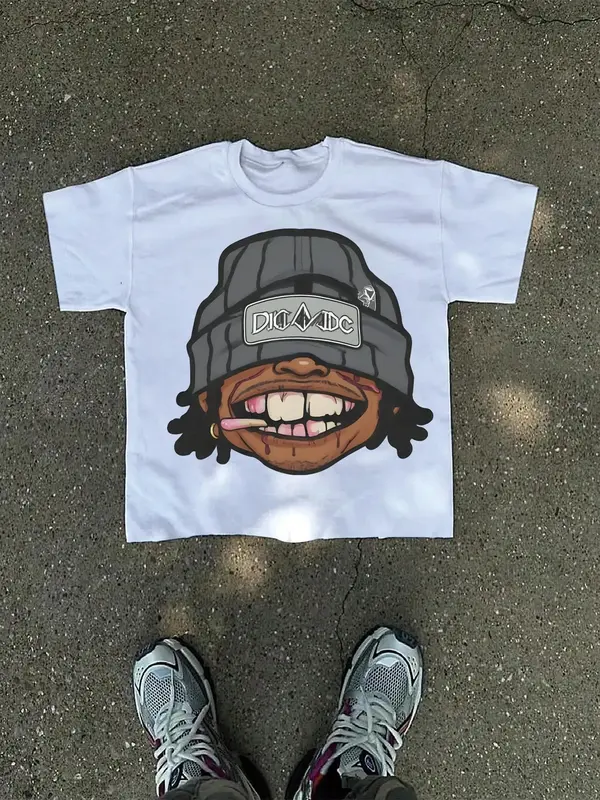 Men's Cartoon Round Neck Graphic Tee, Regular Fit Casual Short Sleeve Crew Neck T-Shirt for Daily Wear, Men's Top for All Sea...