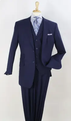 Apollo King Men's Outlet 3pc 100% Worsted Wool Suit Peak Lapel Classic Professional Look