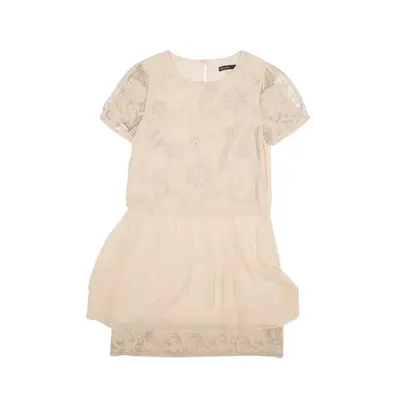 KAREN MILLEN Mini Dress Cream Floral Silk Short Sleeve Short Womens UK 8