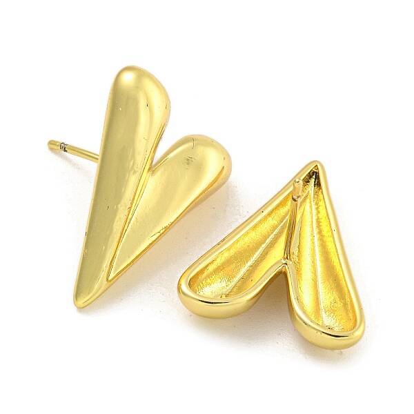 Rack Plating Heart Brass Stud Earrings for Women
