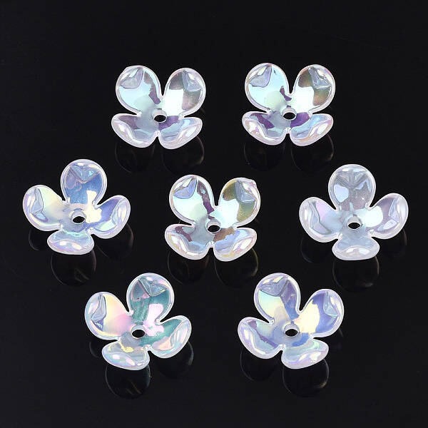 4-Petal Electroplate Acrylic Bead Caps