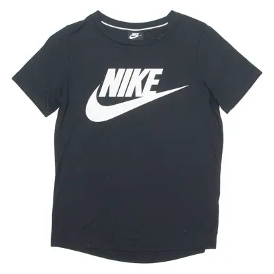 NIKE Womens T-Shirt Black Crew Neck S
